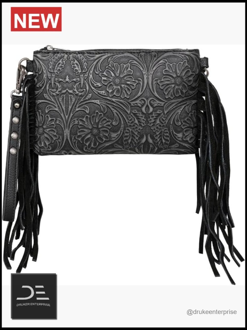 Western Crossbody Wristlet Clutch Purse with Floral Embossed Design